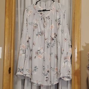 Off white floral long sleeve blouse